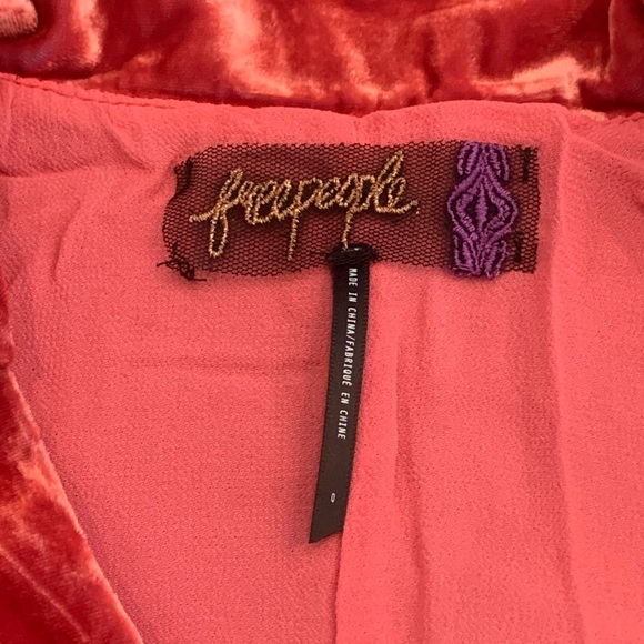 NWT $200 Free People One Carnaby Velvet Romper Shorts 0 4 6 Red Deep V Neckline - Picture 10 of 15
